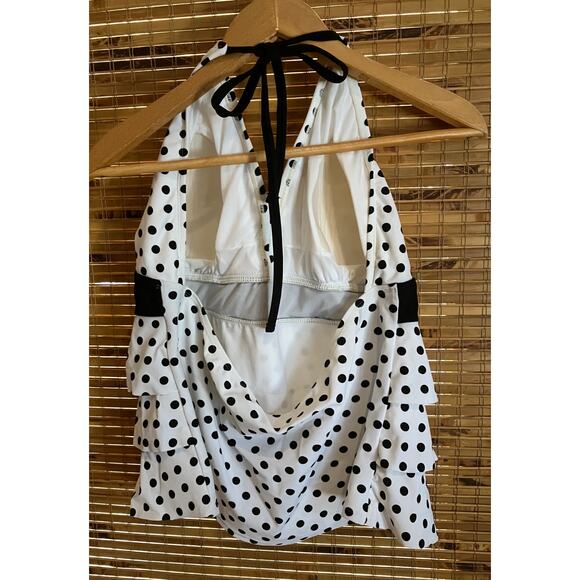 Lot of 2 Plus Size Swim Tops 16W 18W Time and Tru & Catalina‎ Polka Dot Ruffle - Picture 3 of 14